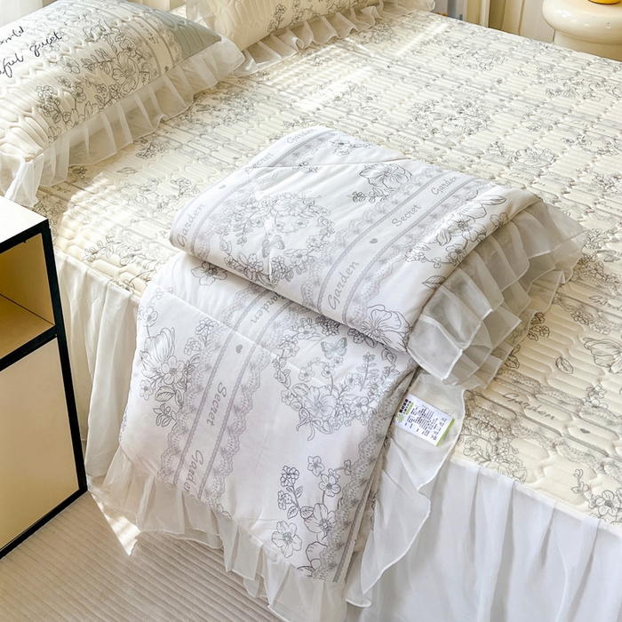 91家纺网 家纺一手货源 找家纺 （总）沐慕 2025新款床裙款凉感丝凉席夏被四件套