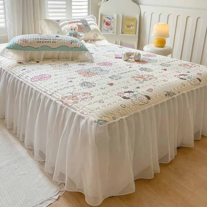 91家纺网 家纺一手货源 找家纺 沐慕 2025新款床裙款凉感丝凉席夏被四件套 床裙-好伙伴