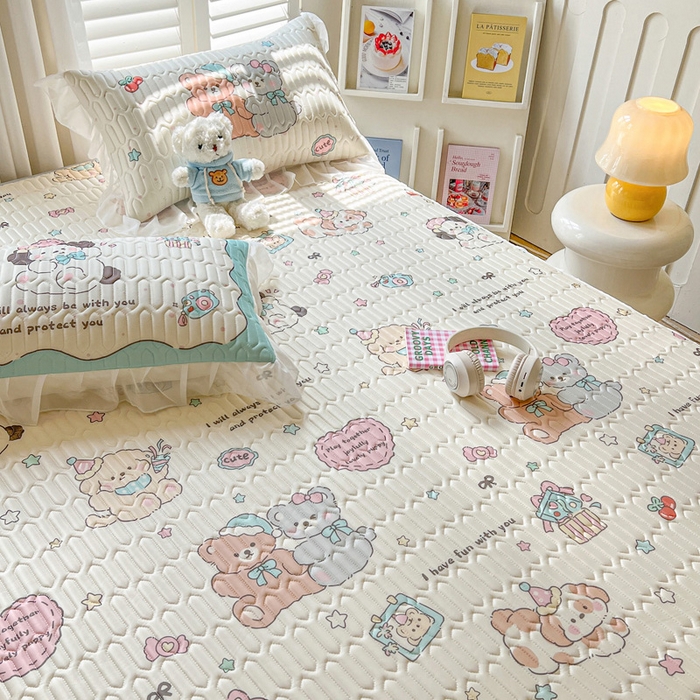 91家纺网 家纺一手货源 找家纺 沐慕 2025新款床裙款凉感丝凉席夏被四件套 床裙-好伙伴