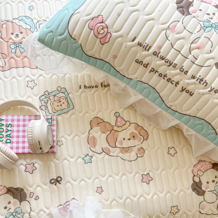 91家纺网 家纺一手货源 找家纺 沐慕 2025新款床裙款凉感丝凉席夏被四件套 床裙-好伙伴