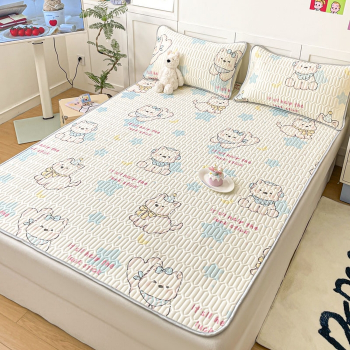 91家纺网 家纺一手货源 找家纺 沐慕 2025新款高克重小清新乳胶凉席-风格一 快乐小汪