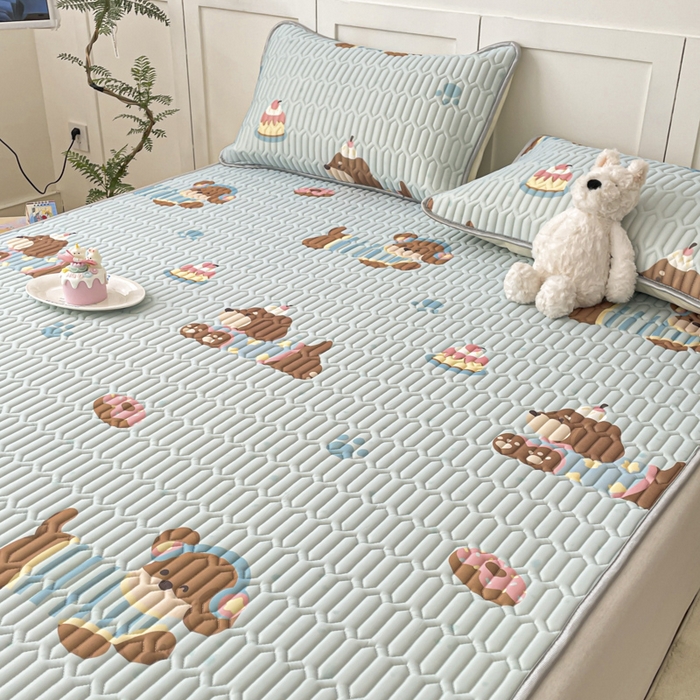 91家纺网 家纺一手货源 找家纺 沐慕 2025新款高克重小清新乳胶凉席-风格一 腊肠狗