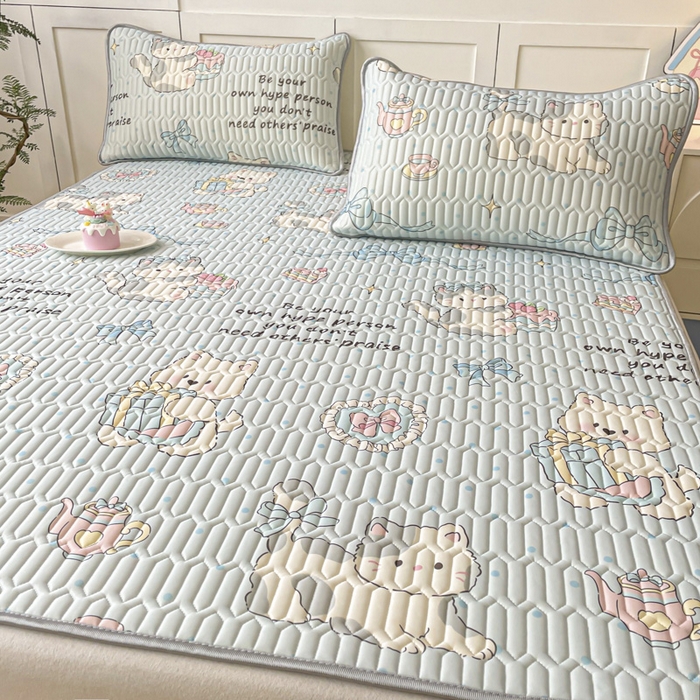 沐慕 2025新款高克重小清新乳胶凉席-风格一 萌宠礼物