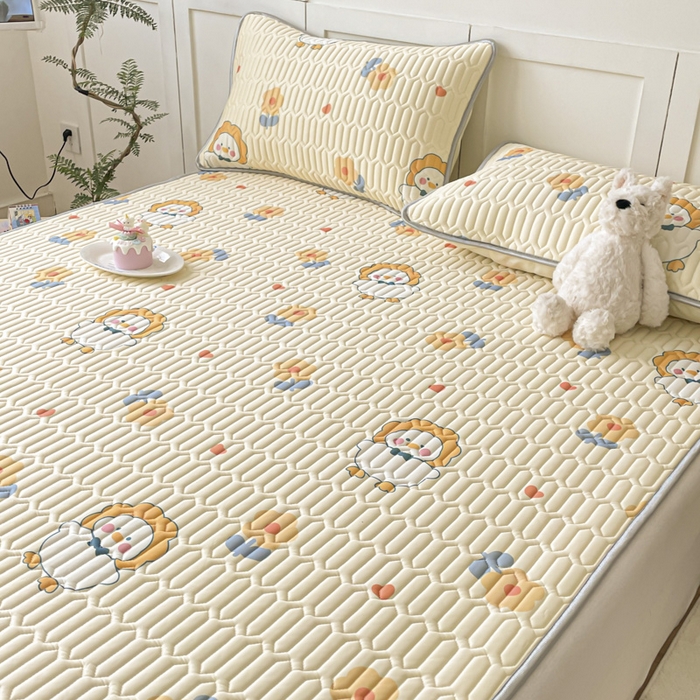 91家纺网 家纺一手货源 找家纺 沐慕 2025新款高克重小清新乳胶凉席-风格一 萌萌鸭