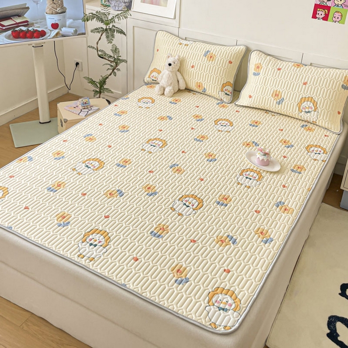 91家纺网 家纺一手货源 找家纺 沐慕 2025新款高克重小清新乳胶凉席-风格一 萌萌鸭