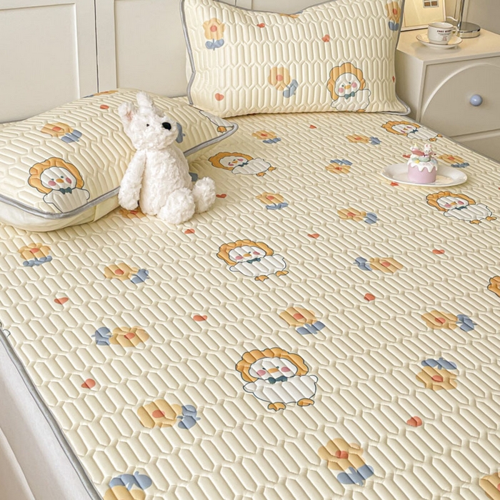 91家纺网 家纺一手货源 找家纺 沐慕 2025新款高克重小清新乳胶凉席-风格一 萌萌鸭