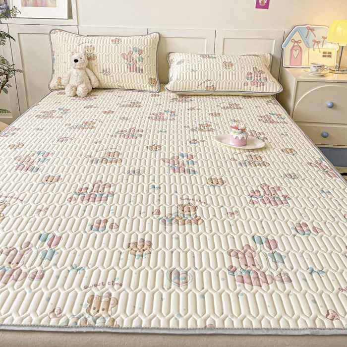 91家纺网 家纺一手货源 找家纺 沐慕 2025新款高克重小清新乳胶凉席-风格一 气球兔兔