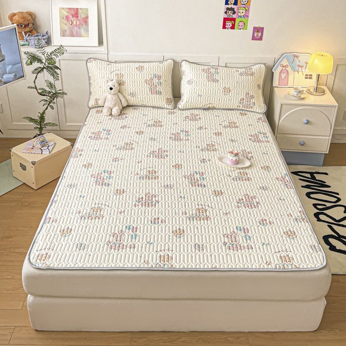 91家纺网 家纺一手货源 找家纺 沐慕 2025新款高克重小清新乳胶凉席-风格一 气球兔兔