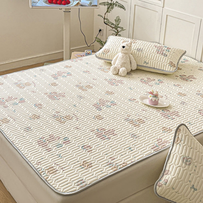 91家纺网 家纺一手货源 找家纺 沐慕 2025新款高克重小清新乳胶凉席-风格一 气球兔兔