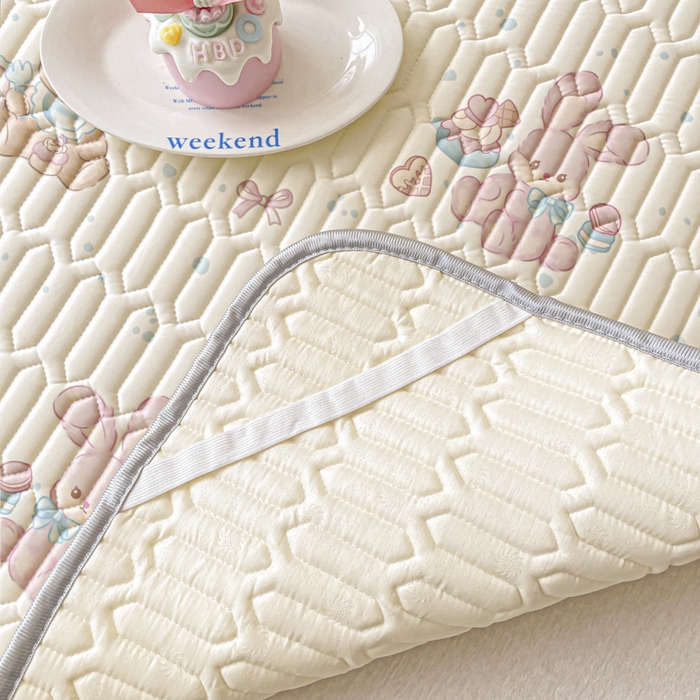 91家纺网 家纺一手货源 找家纺 沐慕 2025新款高克重小清新乳胶凉席-风格一 气球兔兔