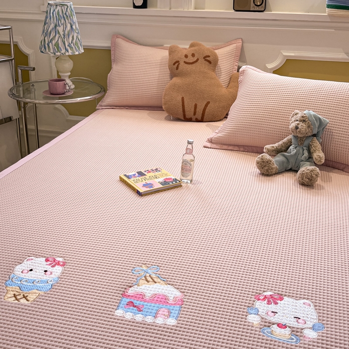 91家纺网 家纺一手货源 找家纺 （总）沐慕 2025新款绣花PE凉感豆豆凉席席子