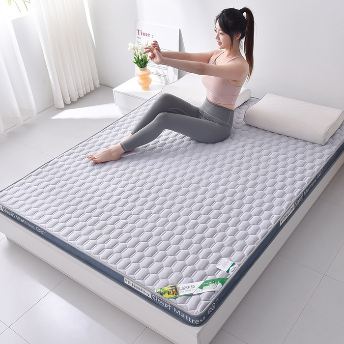 91家纺网 家纺一手货源 找家纺 亿丁点床垫 2025新款针织棉乳胶记忆棉护脊床垫-双人大床 六边形灰色