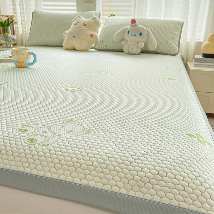 91家纺网 家纺一手货源 找家纺 梦初语 2025夏季新款冰丝凉感豆豆凉席床垫夏天学生宿舍可水洗单人席子凉席-直播爆款 暴力小熊-绿