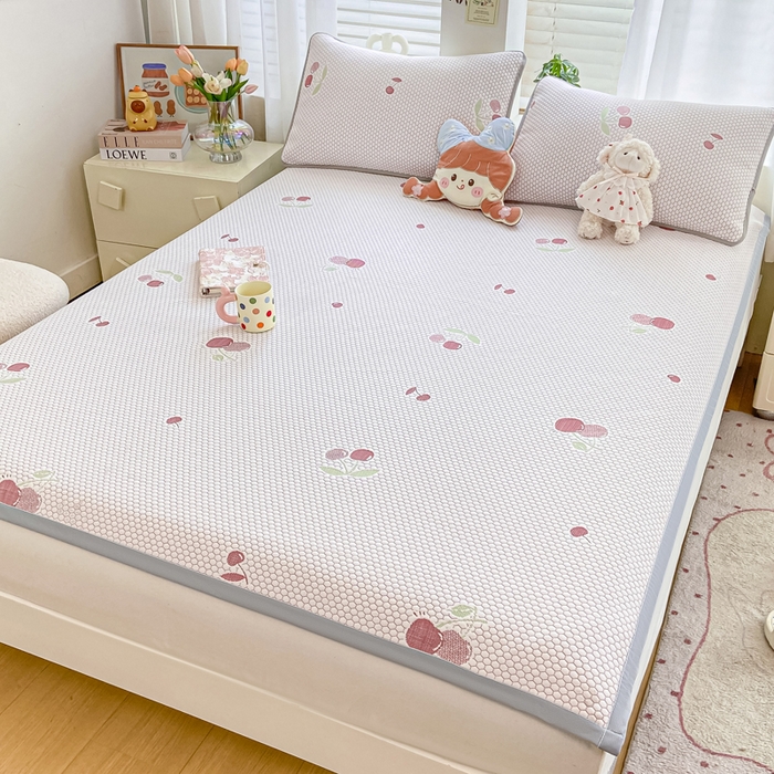 91家纺网 家纺一手货源 找家纺 梦初语 2025夏季新款冰丝凉感豆豆凉席床垫夏天学生宿舍可水洗单人席子凉席-直播爆款 樱桃