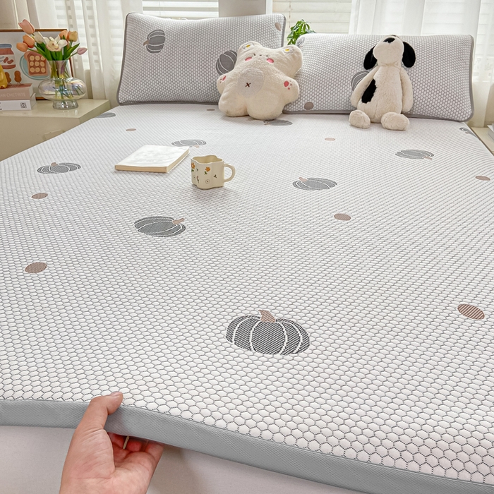 91家纺网 家纺一手货源 找家纺 梦初语 2025夏季新款冰丝凉感豆豆凉席床垫夏天学生宿舍可水洗单人席子凉席-直播爆款 南瓜派