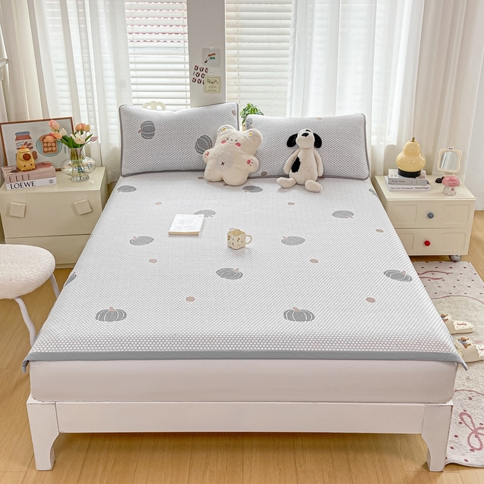 91家纺网 家纺一手货源 找家纺 梦初语 2025夏季新款冰丝凉感豆豆凉席床垫夏天学生宿舍可水洗单人席子凉席-直播爆款 南瓜派