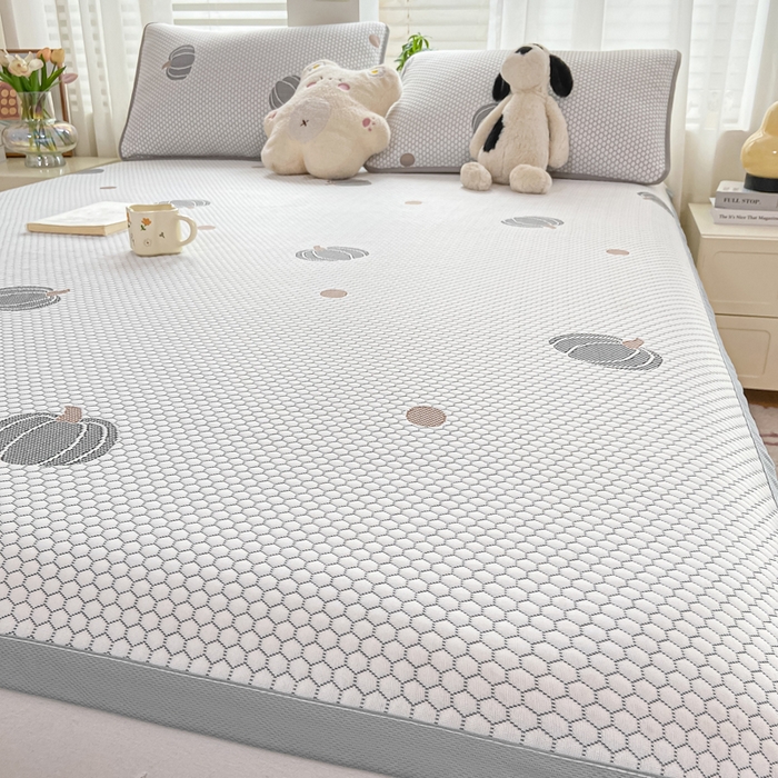 91家纺网 家纺一手货源 找家纺 梦初语 2025夏季新款冰丝凉感豆豆凉席床垫夏天学生宿舍可水洗单人席子凉席-直播爆款 南瓜派