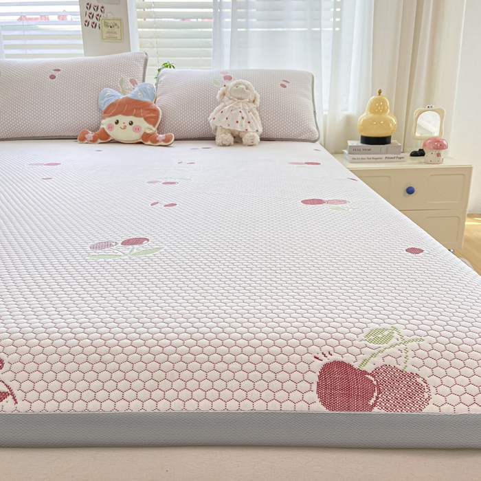 91家纺网 家纺一手货源 找家纺 梦初语 2025夏季新款冰丝凉感豆豆凉席床垫夏天学生宿舍可水洗单人席子凉席-直播爆款 樱桃