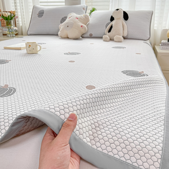 91家纺网 家纺一手货源 找家纺 梦初语 2025夏季新款冰丝凉感豆豆凉席床垫夏天学生宿舍可水洗单人席子凉席-直播爆款 南瓜派