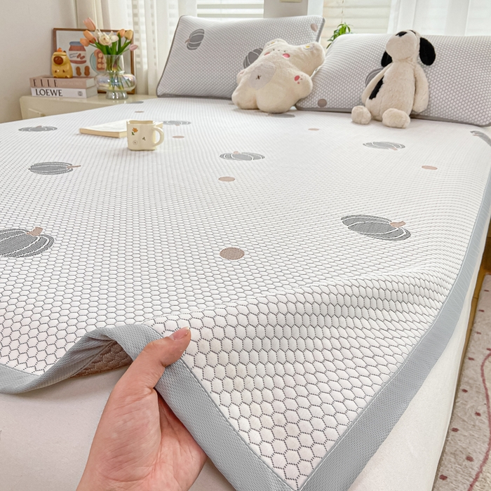 91家纺网 家纺一手货源 找家纺 梦初语 2025夏季新款冰丝凉感豆豆凉席床垫夏天学生宿舍可水洗单人席子凉席-直播爆款 南瓜派