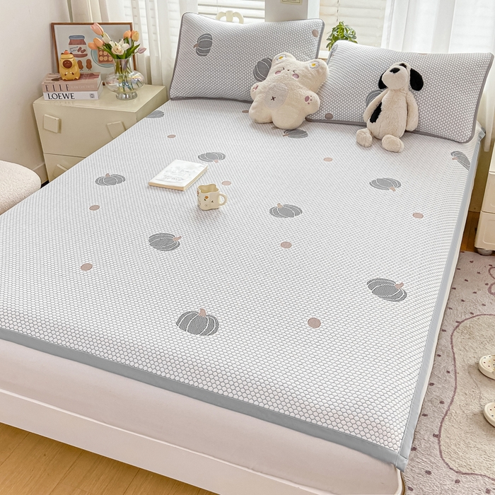 91家纺网 家纺一手货源 找家纺 梦初语 2025夏季新款冰丝凉感豆豆凉席床垫夏天学生宿舍可水洗单人席子凉席-直播爆款 南瓜派