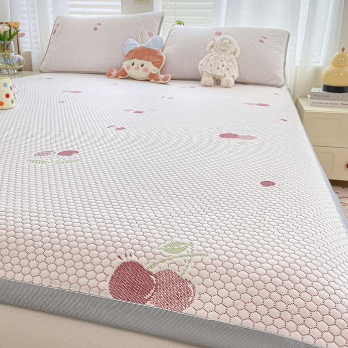 91家纺网 家纺一手货源 找家纺 梦初语 2025夏季新款冰丝凉感豆豆凉席床垫夏天学生宿舍可水洗单人席子凉席-直播爆款 樱桃