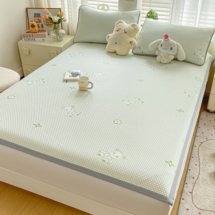 91家纺网 家纺一手货源 找家纺 梦初语 2025夏季新款冰丝凉感豆豆凉席床垫夏天学生宿舍可水洗单人席子凉席-直播爆款 暴力小熊-绿