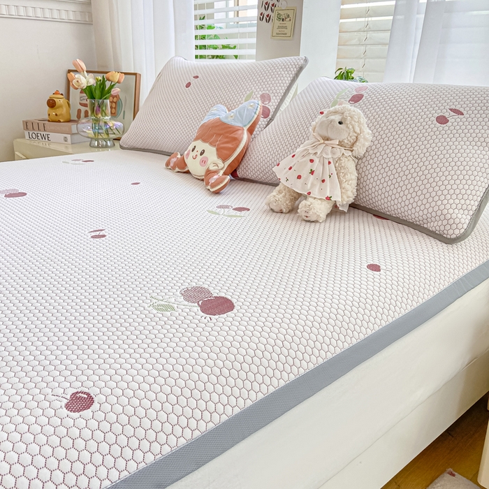 91家纺网 家纺一手货源 找家纺 梦初语 2025夏季新款冰丝凉感豆豆凉席床垫夏天学生宿舍可水洗单人席子凉席-直播爆款 樱桃