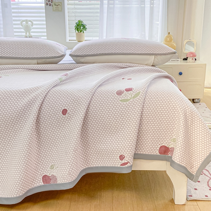 91家纺网 家纺一手货源 找家纺 梦初语 2025夏季新款冰丝凉感豆豆凉席床垫夏天学生宿舍可水洗单人席子凉席-直播爆款 樱桃