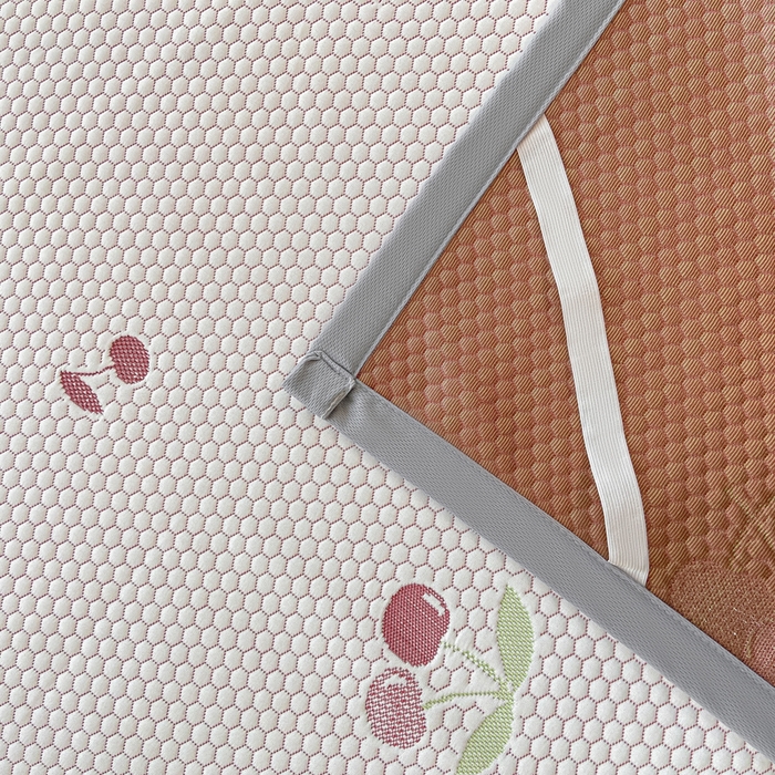 91家纺网 家纺一手货源 找家纺 梦初语 2025夏季新款冰丝凉感豆豆凉席床垫夏天学生宿舍可水洗单人席子凉席-直播爆款 樱桃