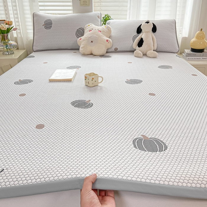 91家纺网 家纺一手货源 找家纺 梦初语 2025夏季新款冰丝凉感豆豆凉席床垫夏天学生宿舍可水洗单人席子凉席-直播爆款 南瓜派