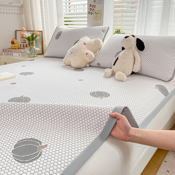 91家纺网 家纺一手货源 找家纺 梦初语 2025夏季新款冰丝凉感豆豆凉席床垫夏天学生宿舍可水洗单人席子凉席-直播爆款 南瓜派