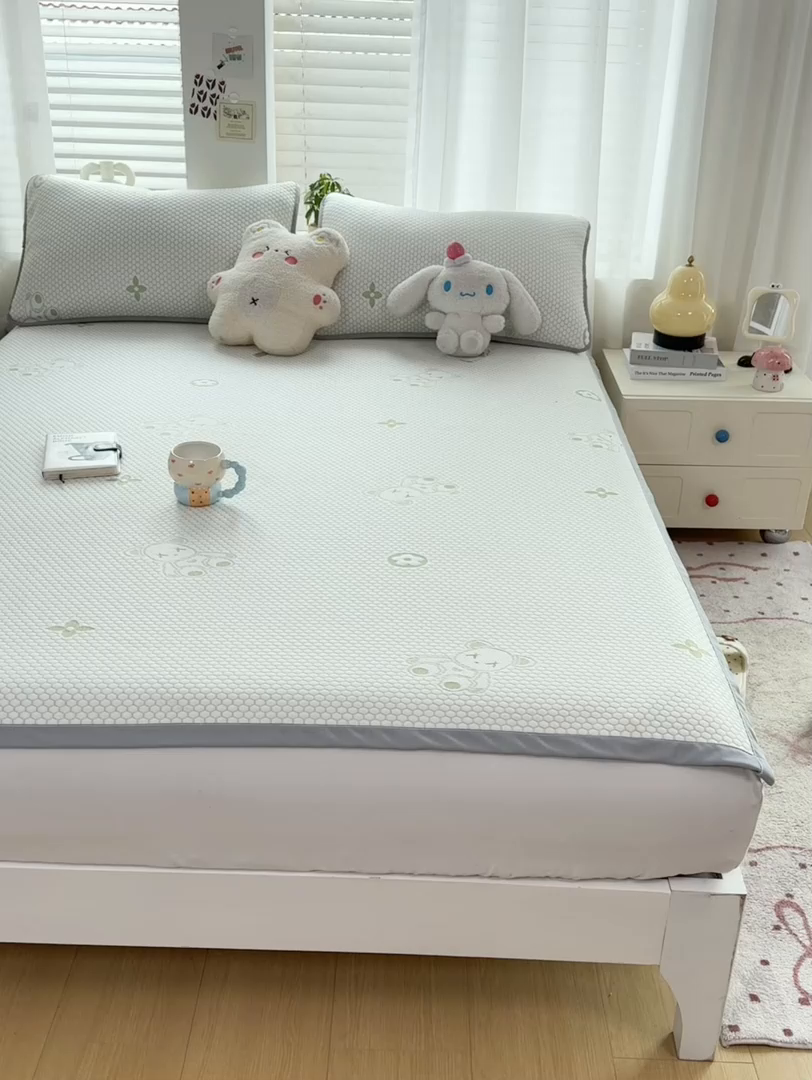 91家纺网 家纺一手货源 找家纺 （总）梦初语 2025夏季新款冰丝凉感豆豆凉席床垫夏天学生宿舍可水洗单人席子凉席-直播爆款