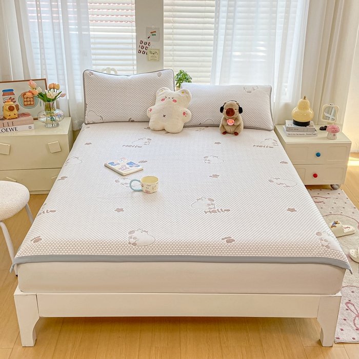 91家纺网 家纺一手货源 找家纺 梦初语 2025夏季新款冰丝凉感豆豆凉席床垫夏天学生宿舍可水洗单人席子凉席-直播爆款 卡皮巴拉-卡其