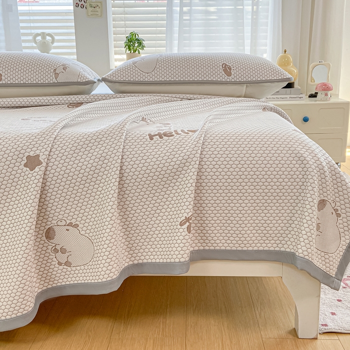 91家纺网 家纺一手货源 找家纺 梦初语 2025夏季新款冰丝凉感豆豆凉席床垫夏天学生宿舍可水洗单人席子凉席-直播爆款 卡皮巴拉-卡其