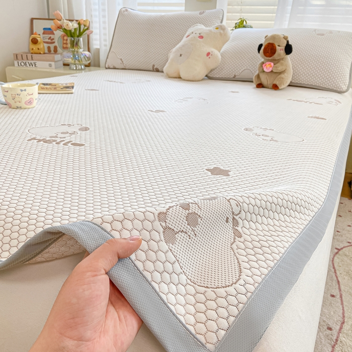 91家纺网 家纺一手货源 找家纺 梦初语 2025夏季新款冰丝凉感豆豆凉席床垫夏天学生宿舍可水洗单人席子凉席-直播爆款 卡皮巴拉-卡其