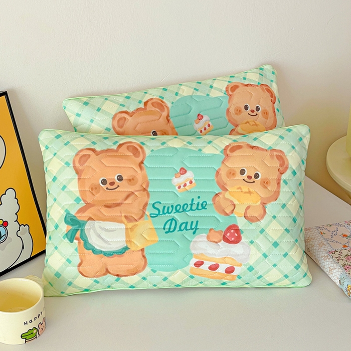 91家纺网 家纺一手货源 找家纺 卓昌枕芯 2025新款卡通儿童夏季冰丝荞麦羽丝绒枕头枕芯可拆卸 卡通小熊 枕套加羽丝绒内胆30x50cm/只