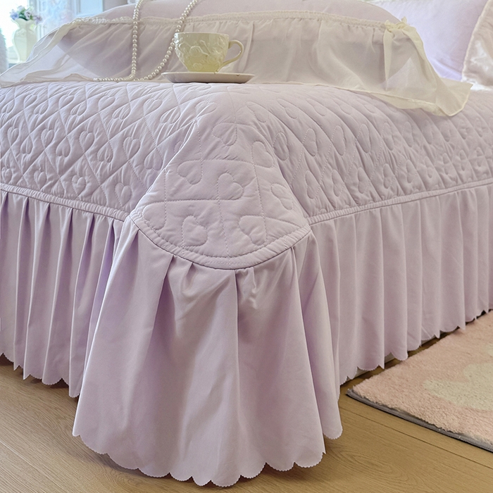 91家纺网 家纺一手货源 找家纺 宅家居 2025新款法式花边浪漫花卉爱心刺绣绗绣床盖夏被夏凉被空调被四件套-玫瑰之恋 玫瑰之恋-浅紫