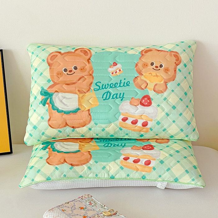 91家纺网 家纺一手货源 找家纺 卓昌枕芯 2025新款卡通儿童夏季冰丝荞麦羽丝绒枕头枕芯可拆卸 卡通小熊 枕套加荞麦壳内胆30x50cm/只