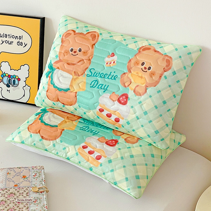 91家纺网 家纺一手货源 找家纺 卓昌枕芯 2025新款卡通儿童夏季冰丝荞麦羽丝绒枕头枕芯可拆卸 卡通小熊 枕套加荞麦壳内胆30x50cm/只