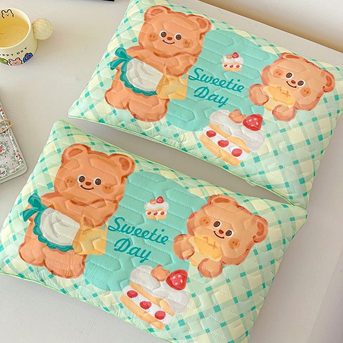 91家纺网 家纺一手货源 找家纺 卓昌枕芯 2025新款卡通儿童夏季冰丝荞麦羽丝绒枕头枕芯可拆卸 卡通小熊 枕套加荞麦壳内胆30x50cm/只