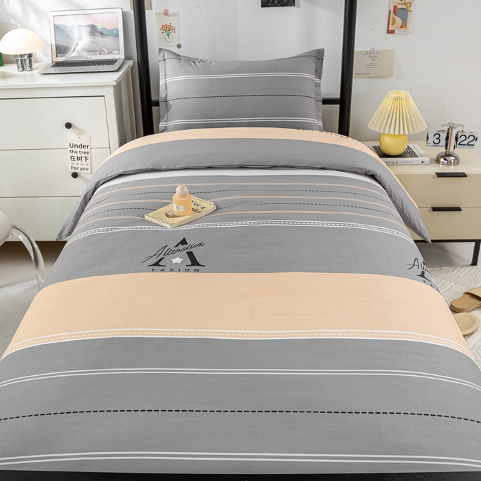 91家纺网 家纺一手货源 找家纺 上学郎家居 2025新款全棉纯13372学生100棉单人床六件套学生宿舍床上用品系列一 南屿清晨-棕