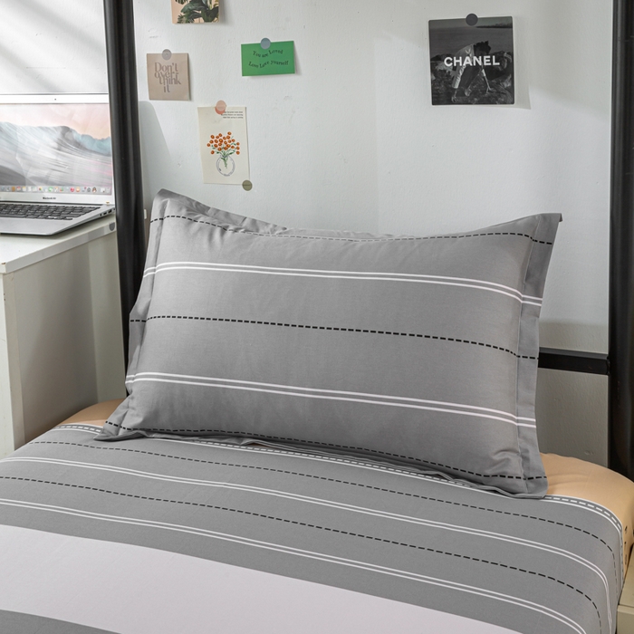 91家纺网 家纺一手货源 找家纺 上学郎家居 2025新款全棉纯13372学生100棉单人床六件套学生宿舍床上用品系列一 南屿清晨-棕