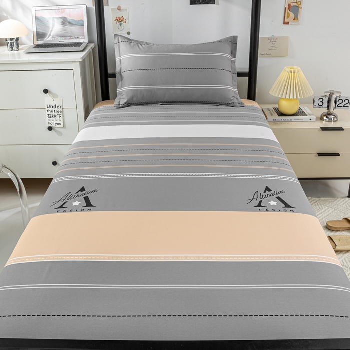 91家纺网 家纺一手货源 找家纺 上学郎家居 2025新款全棉纯13372学生100棉单人床六件套学生宿舍床上用品系列一 南屿清晨-棕