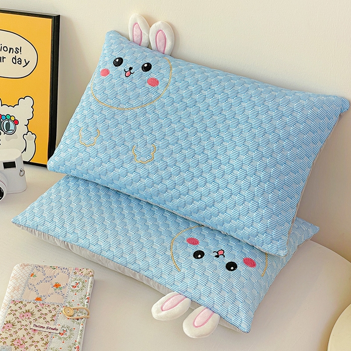 卓昌枕芯 2025新款卡通儿童夏季荞麦羽丝绒枕芯凉豆豆枕头可拆卸 蓝色-小兔 枕套加荞麦壳内胆30x50cm/只