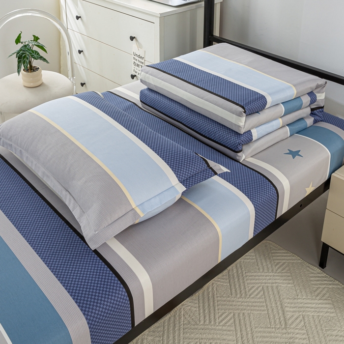 91家纺网 家纺一手货源 找家纺 上学郎家居 2025新款全棉纯13372学生100棉单人床六件套学生宿舍床上用品系列二 城市之光