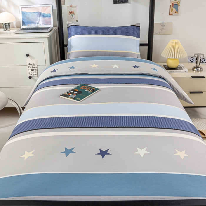 91家纺网 家纺一手货源 找家纺 上学郎家居 2025新款全棉纯13372学生100棉单人床六件套学生宿舍床上用品系列二 城市之光