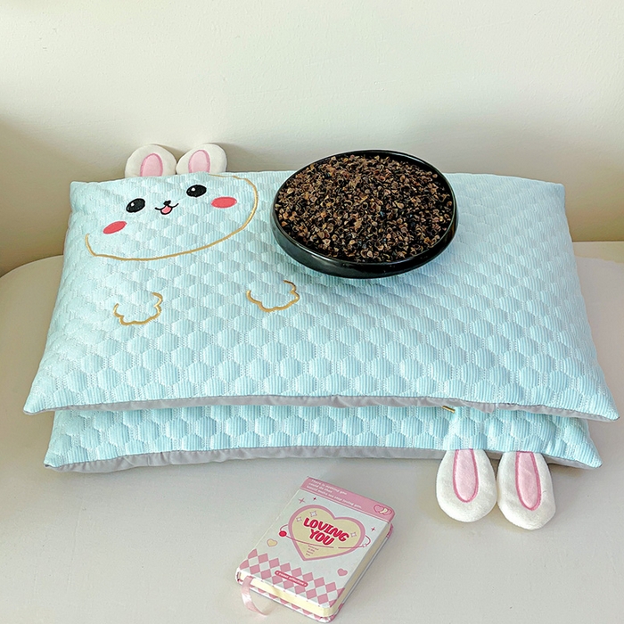 卓昌枕芯 2025新款卡通儿童夏季荞麦羽丝绒枕芯凉豆豆枕头可拆卸 浅蓝-小兔 枕套加荞麦壳内胆30x50cm/只