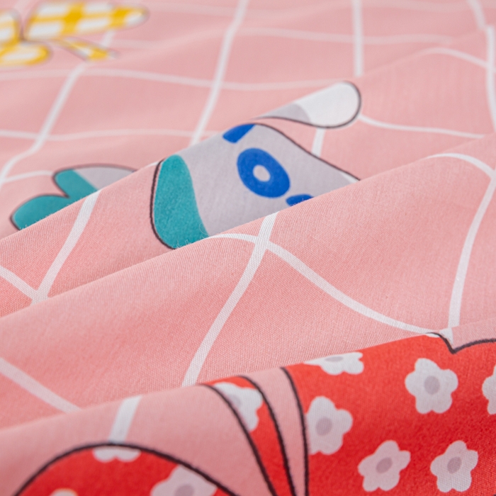 91家纺网 家纺一手货源 找家纺 上学郎家居 2025新款全棉纯13372学生100棉单人床六件套学生宿舍床上用品系列二 花季盛典-粉