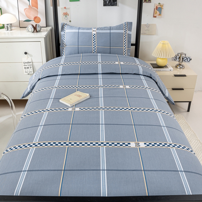 91家纺网 家纺一手货源 找家纺 上学郎家居 2025新款全棉纯13372学生100棉单人床六件套学生宿舍床上用品系列二 华彩乐章-灰